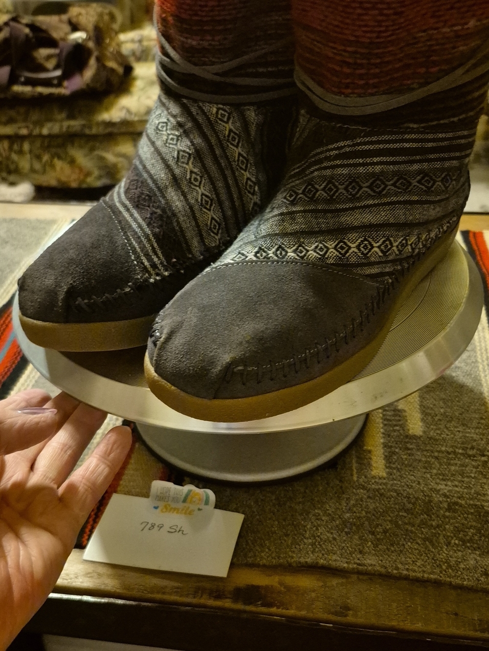 TOMS Nepal Mixed Woven Boots. thick faux fur lining Sz.7 To7.5. (#789SH) - Picture 12 of 16